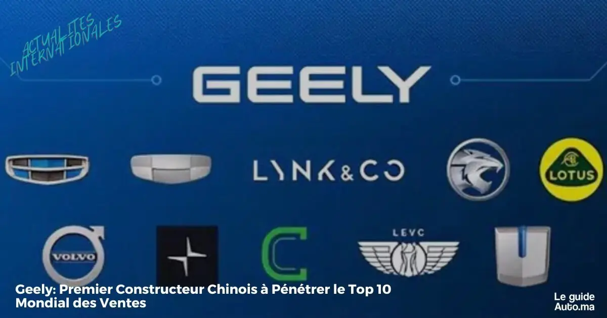Geely: Premier Constructeur Chinois à Pénétrer le Top 10 Mondial des Ventes